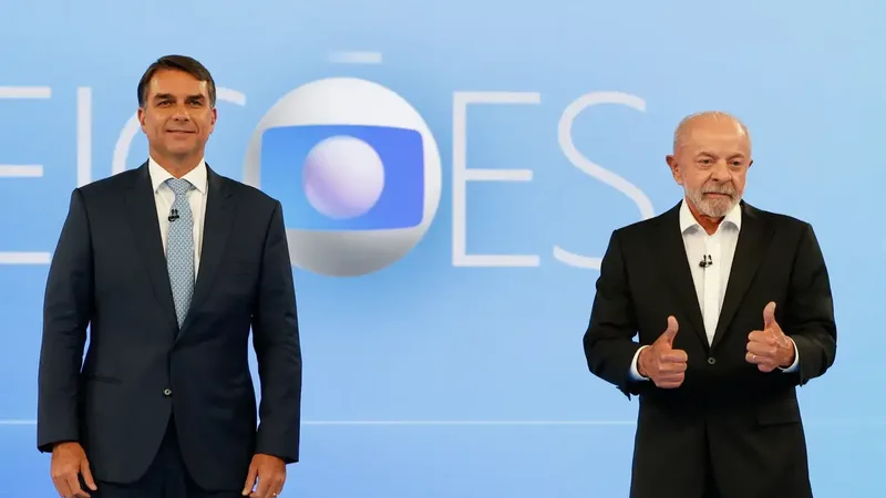 Rio de Janeiro (RJ), 23/10/2026 – Os candidatos à Presidência da República Flávio Bolsonaro (PL) e Luiz Inácio Lula da Silva (PT) participam de debate transmitido pela TV Globo no segundo turno das eleições