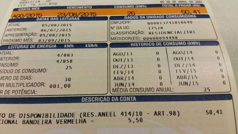 Foto de arquivo: Conta de luz