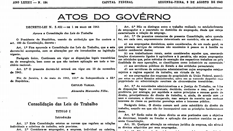 Documento da Consolidação das Leis do Trabalho
