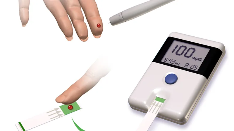 Teste de glicemia com glicosímetro